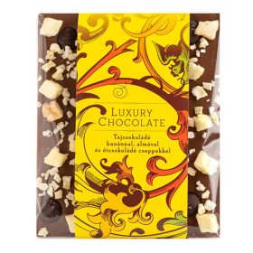Tejcsokoládé banánnal, almával és étcsokoládé cseppekkel 65G   Tejcsokoládé banánnal, almával és étcsokoládé cseppekkel 65G